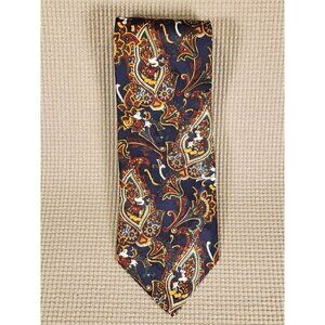 Vintage Disney Mickey Mouse Mens Silk Black Tie Paisley Floral USA Made